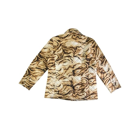 Chico's Womens Quilted Jacket Coat Pockets Gold Tiger Print Size 1 (M/8) - Picture 4 of 11